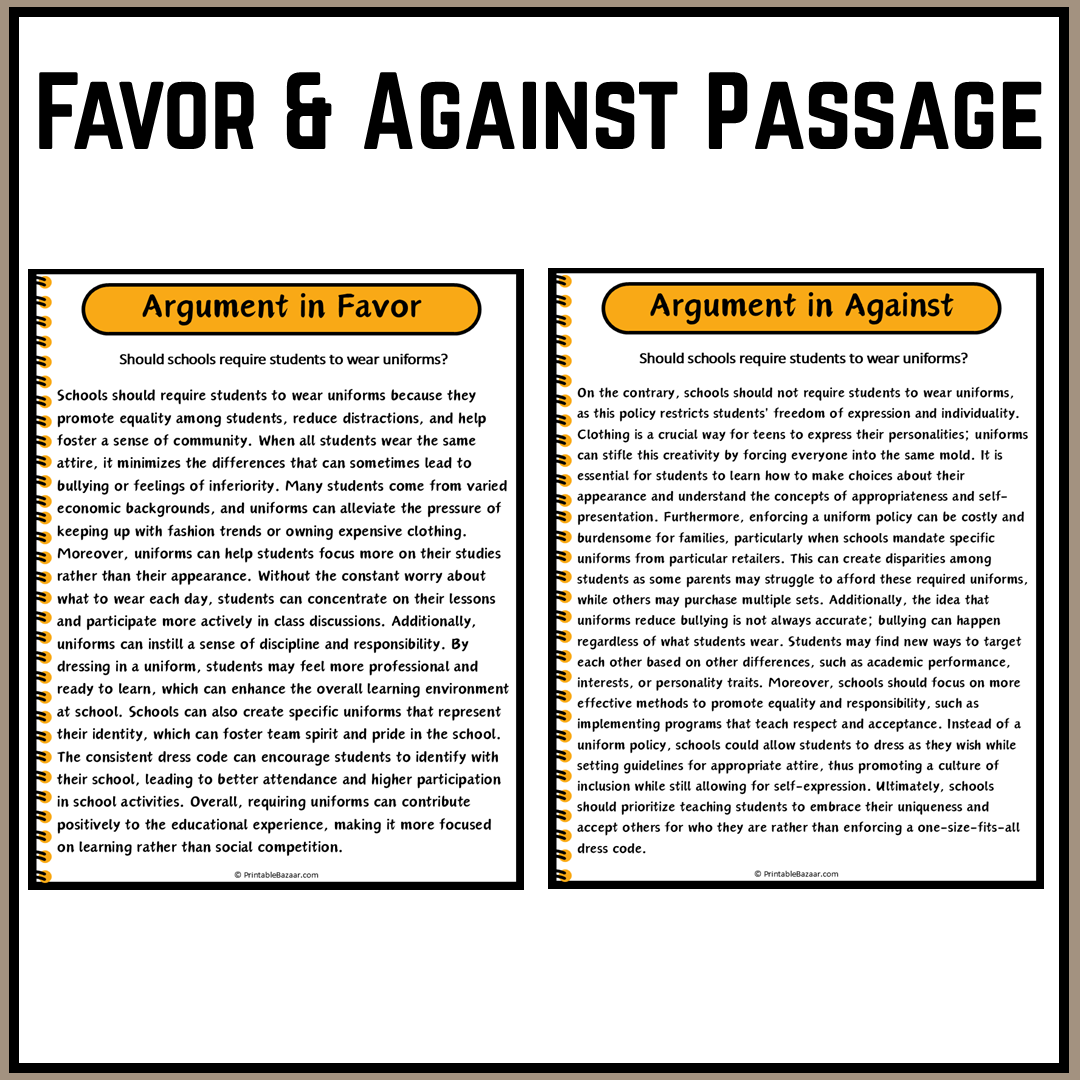 Should schools require students to wear uniforms? | Debate Case Study Worksheet