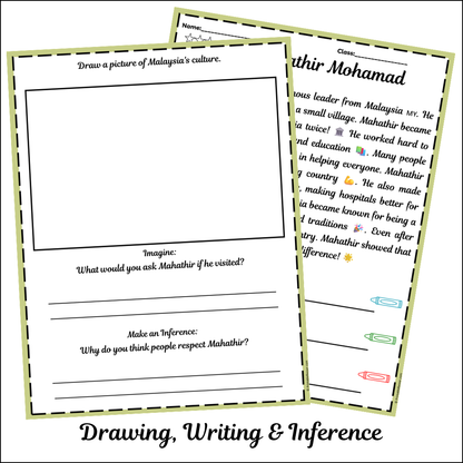 Mahathir Mohamad | Short Reading Comprehension Creative Worksheet