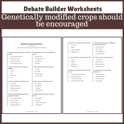 Genetically modified crops should be encouraged | Favour and Against Worksheet Printable Activity