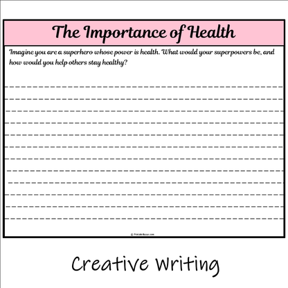 The Importance of Health | Main Idea and Supporting Details Reading Passage and Questions