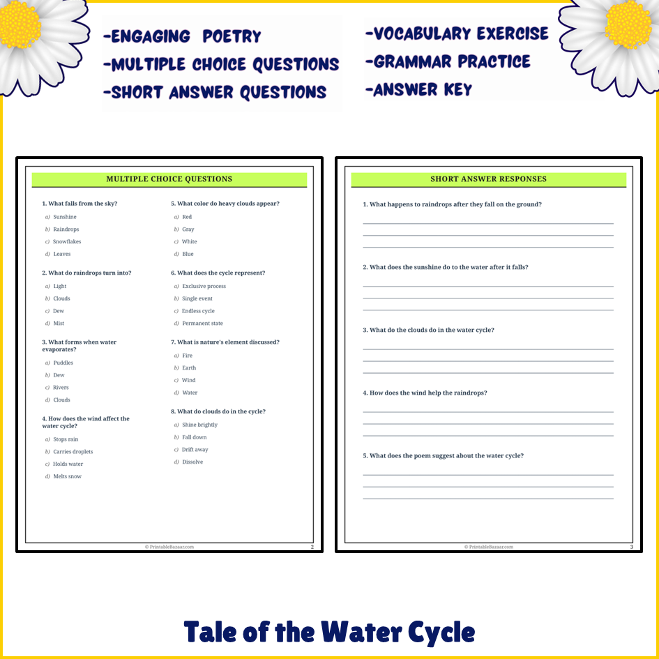 Tale of the Water Cycle | Poem Grammar Worksheet Printable Activity