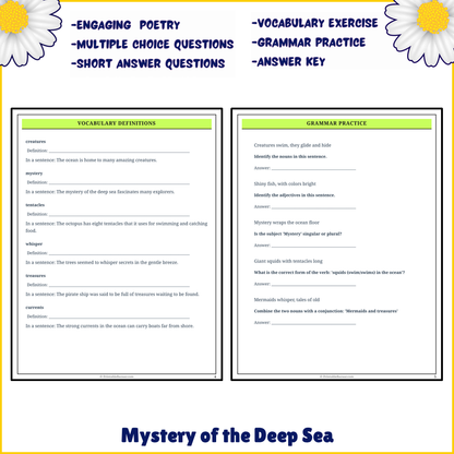 Mystery of the Deep Sea | Poem Grammar Worksheet Printable Activity