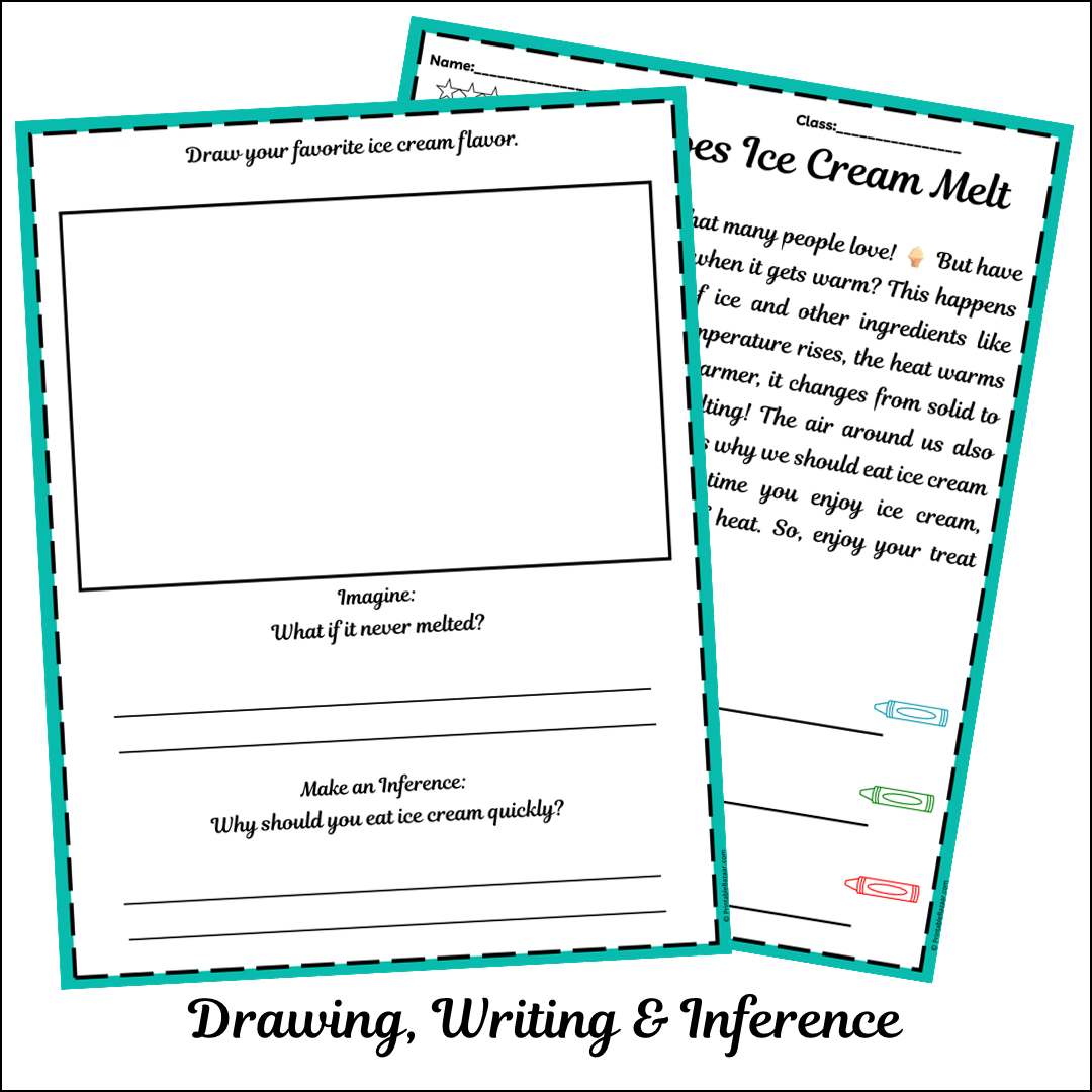 Why Does Ice Cream Melt | Short Reading Comprehension Creative Worksheet