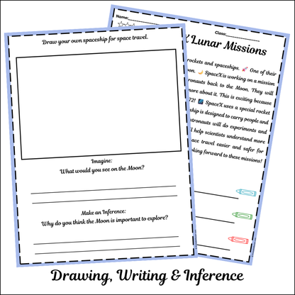 SpaceX Lunar Missions | Short Reading Comprehension Creative Worksheet