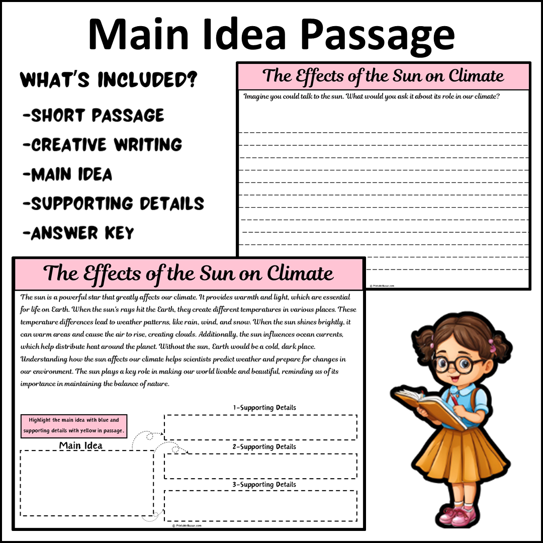 The Effects of the Sun on Climate | Main Idea and Supporting Details Reading Passage and Questions