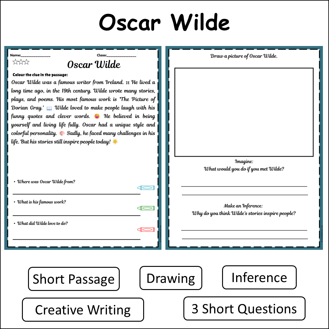 Oscar Wilde | Short Reading Comprehension Creative Worksheet