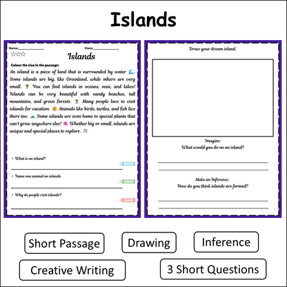 Islands | Short Reading Comprehension Creative Worksheet