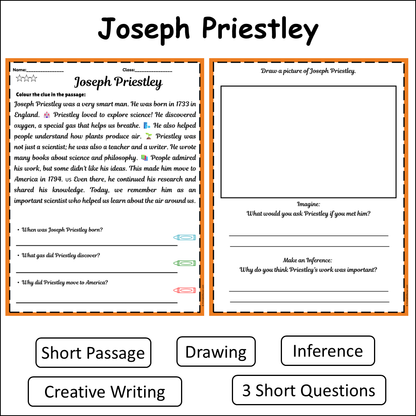 Joseph Priestley | Short Reading Comprehension Creative Worksheet