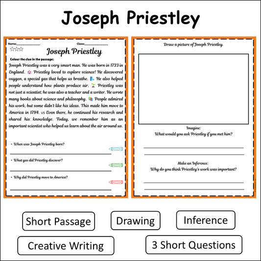 Joseph Priestley | Short Reading Comprehension Creative Worksheet