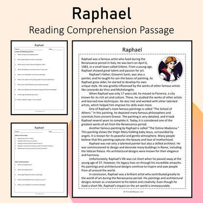 Raphael | Reading Comprehension Passage Printable Activity