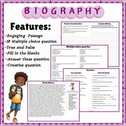 Nicole Kidman | Biography Reading Comprehension and Questions Worksheet