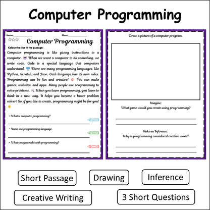 Computer Programming | Short Reading Comprehension Creative Worksheet