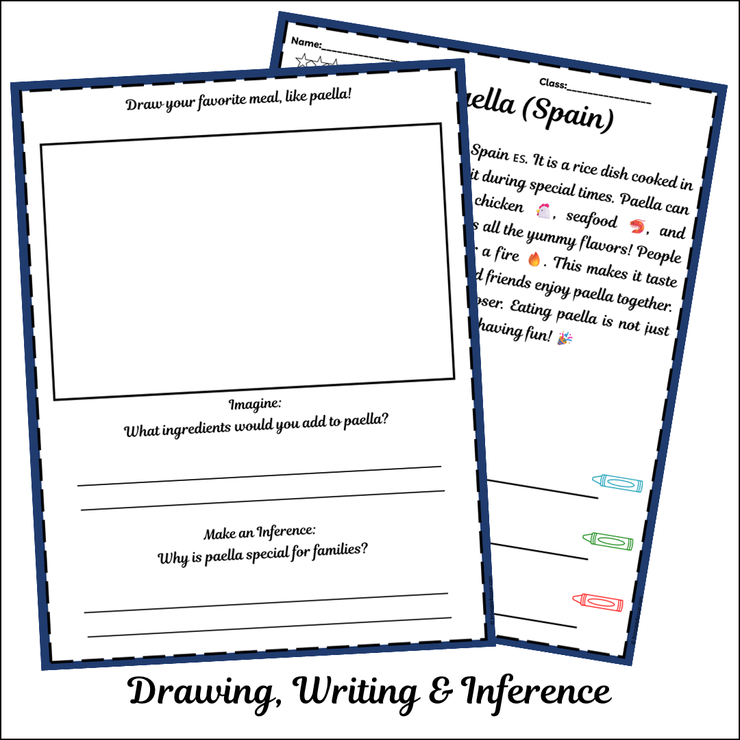 Paella (Spain) | Short Reading Comprehension Creative Worksheet