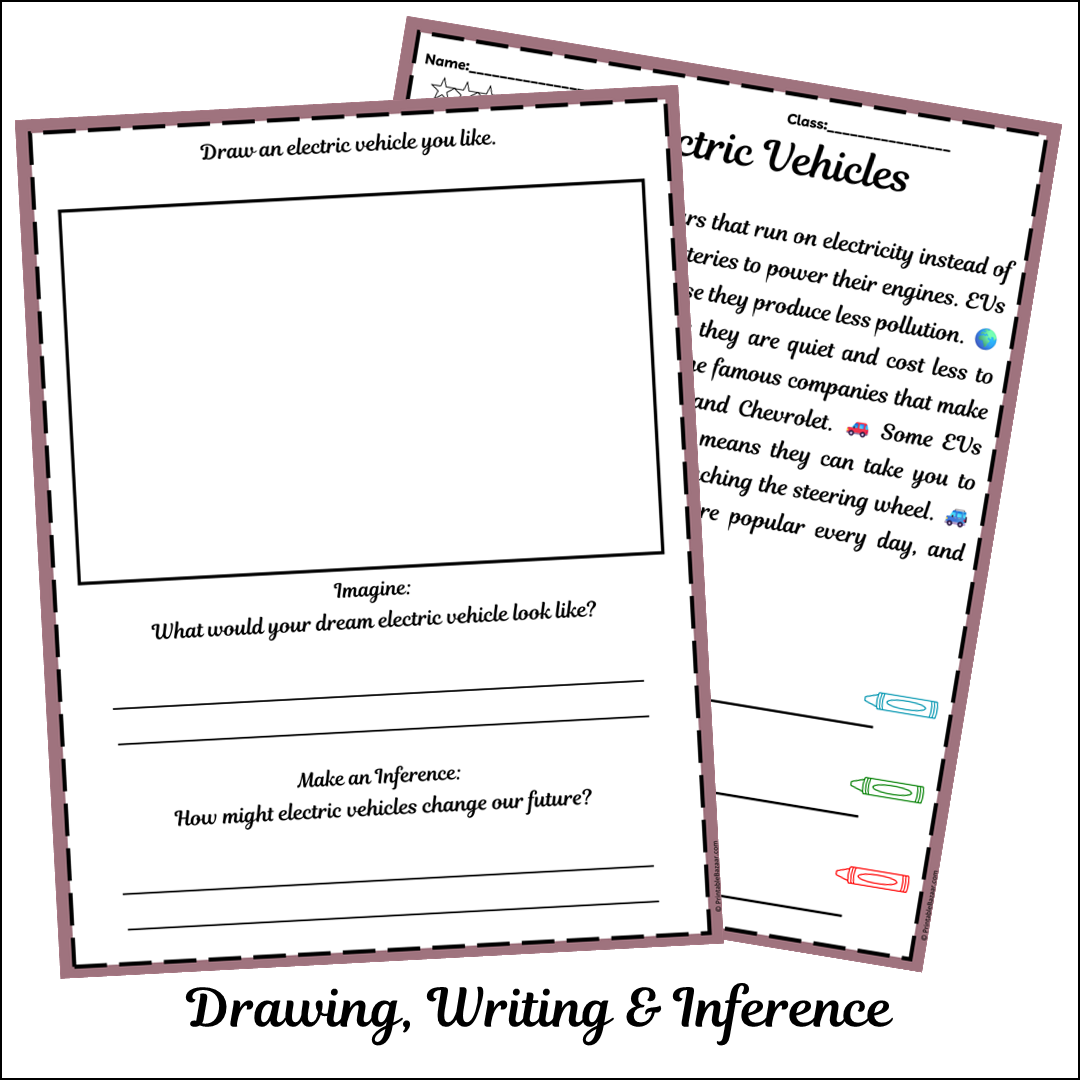 Electric Vehicles | Short Reading Comprehension Creative Worksheet