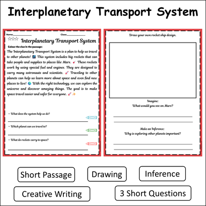 Interplanetary Transport System | Short Reading Comprehension Creative Worksheet