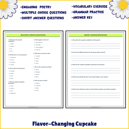 Flavor-Changing Cupcake | Poem Grammar Worksheet Printable Activity