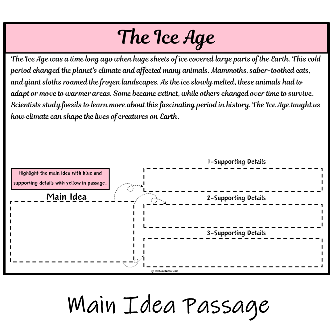 The Ice Age | Main Idea and Supporting Details Reading Passage and Questions