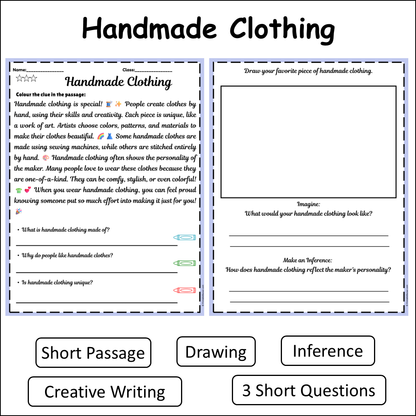 Handmade Clothing | Short Reading Comprehension Creative Worksheet