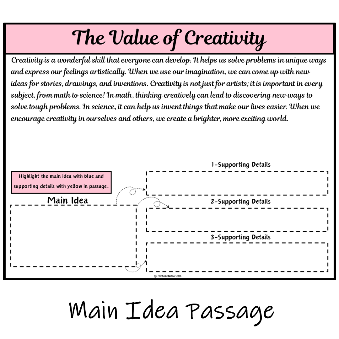 The Value of Creativity | Main Idea and Supporting Details Reading Passage and Questions