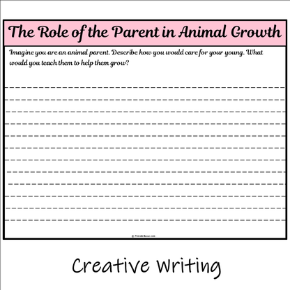 The Role of the Parent in Animal Growth | Main Idea and Supporting Details Reading Passage and Questions