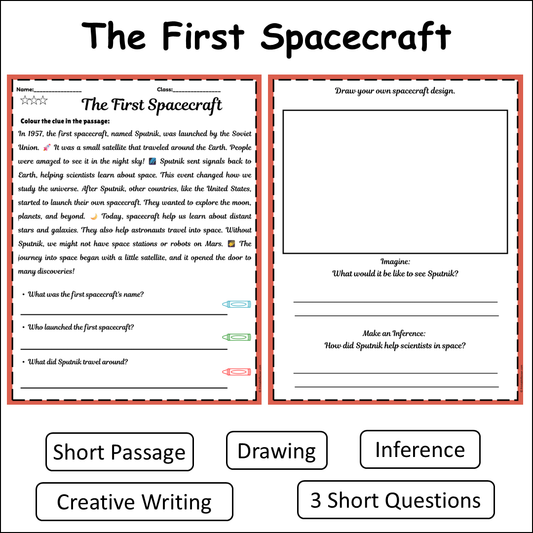 The First Spacecraft | Short Reading Comprehension Creative Worksheet