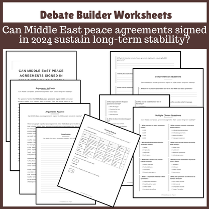 Can Middle East peace agreements signed in 2024 sustain long-term stability? | Favour and Against Worksheet Printable Activity