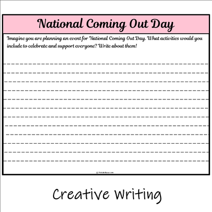 National Coming Out Day | Main Idea and Supporting Details Reading Passage and Questions