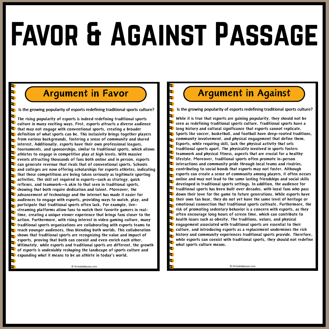 Is the growing popularity of esports redefining traditional sports culture? | Debate Case Study Worksheet