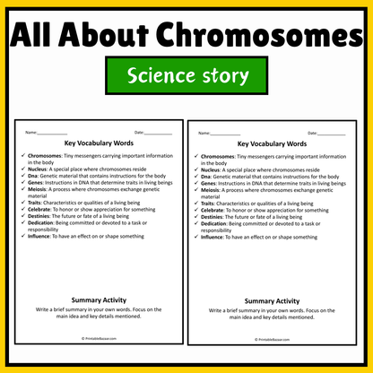 All About Chromosomes | Science Story Reading Comprehension Activity