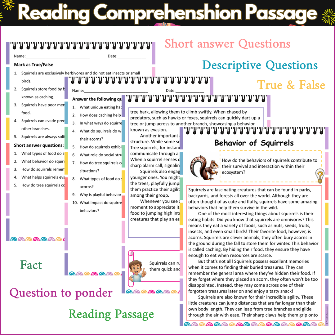 Behavior of Squirrels | Reading Comprehension Passage and Questions