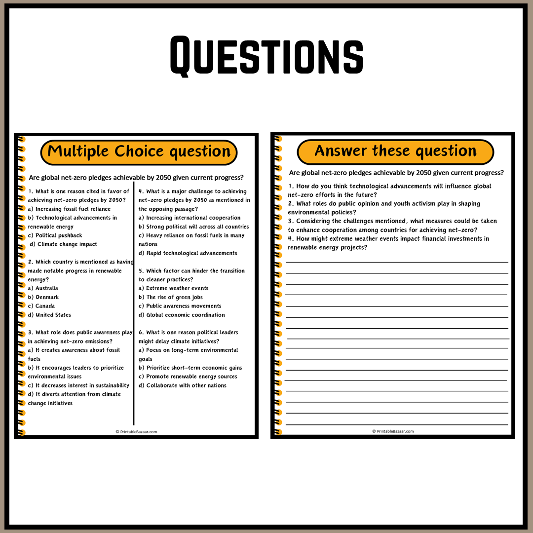 Are global net-zero pledges achievable by 2050 given current progress? | Debate Case Study Worksheet