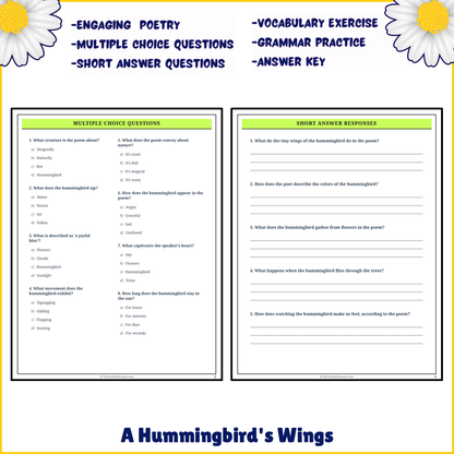 A Hummingbird's Wings | Poem Grammar Worksheet Printable Activity