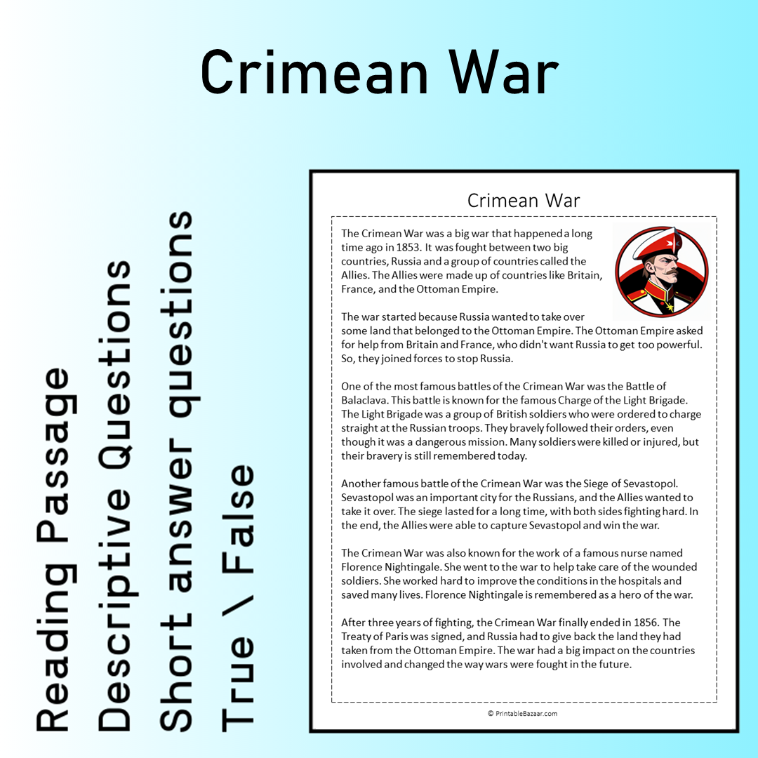Crimean War | Reading Comprehension Passage Printable Worksheet