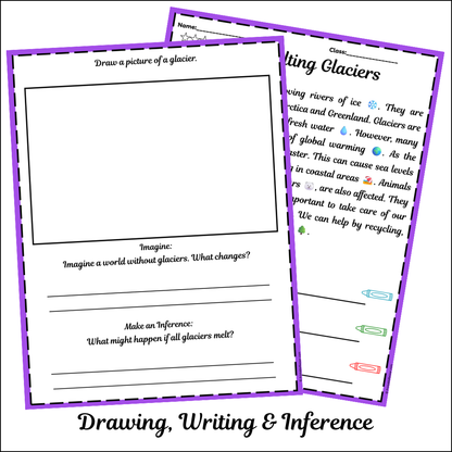 Melting Glaciers | Short Reading Comprehension Creative Worksheet