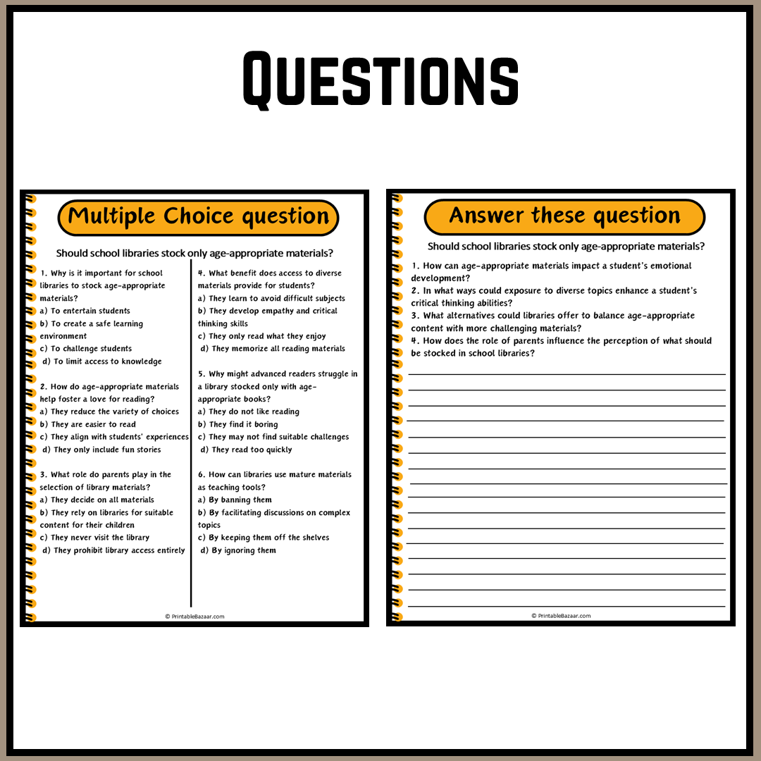 Should school libraries stock only age-appropriate materials? | Debate Case Study Worksheet