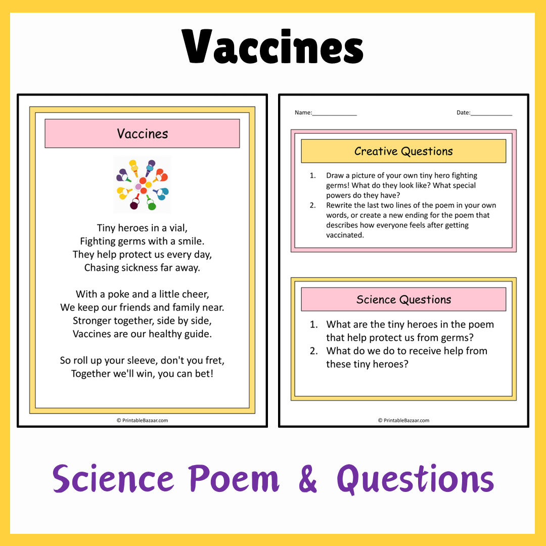 Vaccines | Science Poem Reading Comprehension Activity