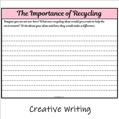 The Importance of Recycling | Main Idea and Supporting Details Reading Passage and Questions