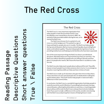 The Red Cross | Reading Comprehension Passage Printable Worksheet