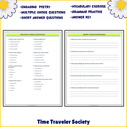 Time Traveler Society | Poem Grammar Worksheet Printable Activity