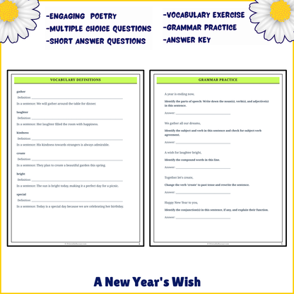 A New Year's Wish | Poem Grammar Worksheet Printable Activity