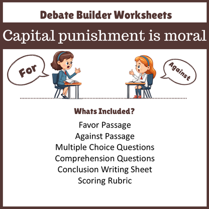 Capital punishment is moral | Favour and Against Worksheet Printable Activity