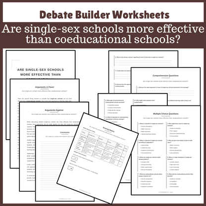 Are single-sex schools more effective than coeducational schools? | Favour and Against Worksheet Printable Activity