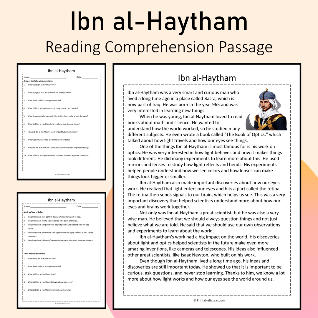 Ibn al-Haytham | Reading Comprehension Passage Printable Activity