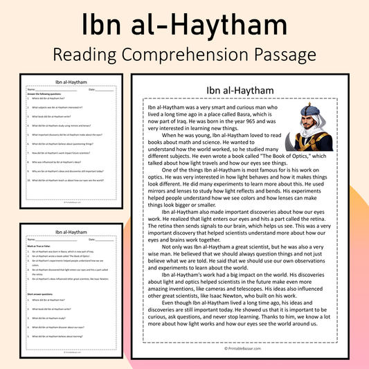 Ibn al-Haytham | Reading Comprehension Passage Printable Activity