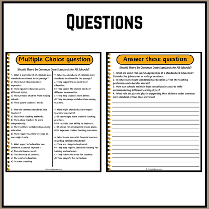 Should There Be Common Core Standards for All Schools? | Debate Case Study Worksheet