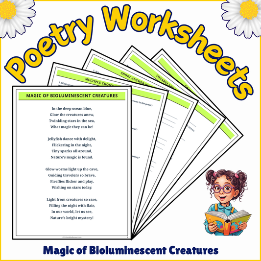 Magic of Bioluminescent Creatures | Poem Grammar Worksheet Printable Activity