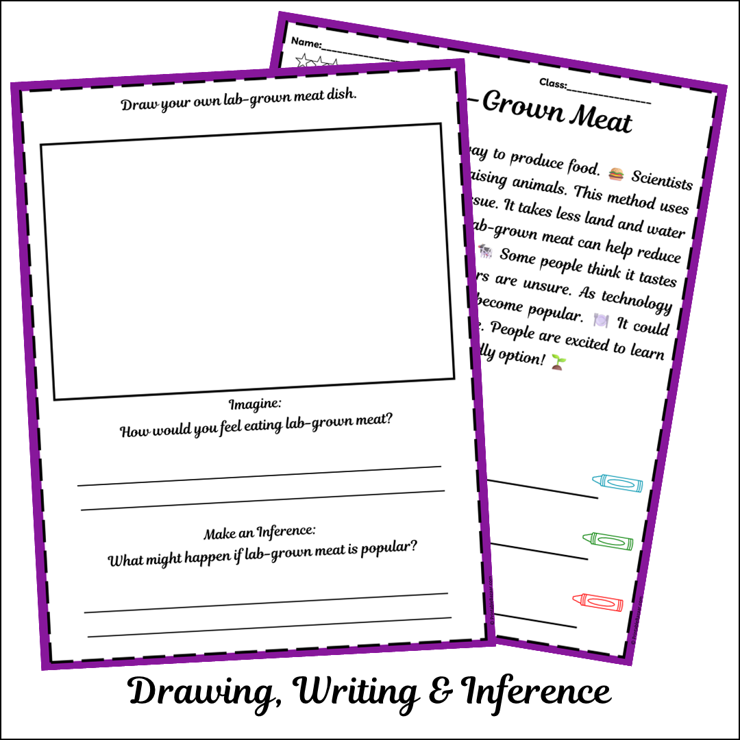 Lab-Grown Meat | Short Reading Comprehension Creative Worksheet