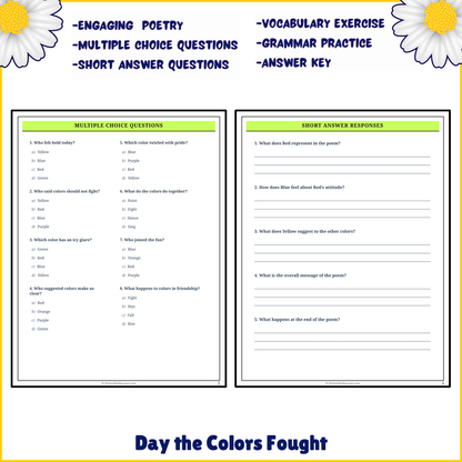 Day the Colors Fought | Poem Grammar Worksheet Printable Activity