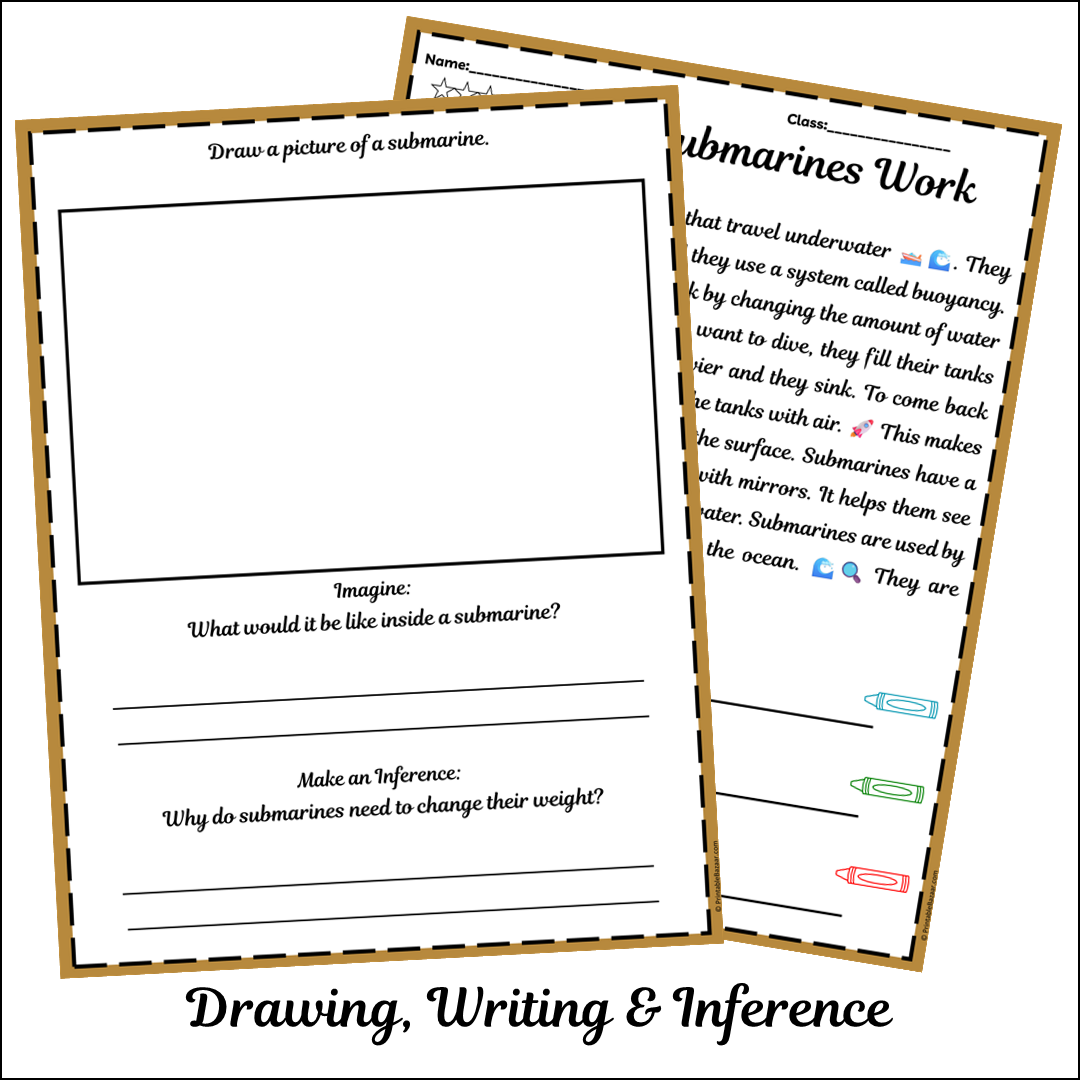 How Submarines Work | Short Reading Comprehension Creative Worksheet