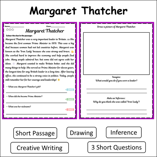 Margaret Thatcher | Short Reading Comprehension Creative Worksheet